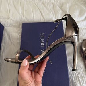 Stuart Weitzman Silver High Heel Sandals